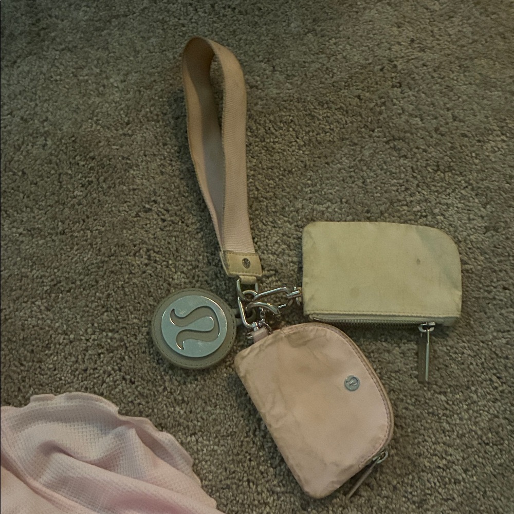 Lululemon Athletica Pink and Cream Wristlet Set